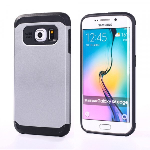 Wholesale Samsung Galaxy S6 Edge Slim Fit Armor Hybrid Case (Silver)